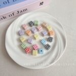 Printed bead 14mm houndstooth beads