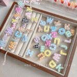 Printed bead Checkered printed alphabet beads