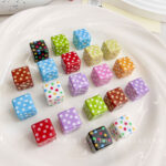 Printed bead Polka Dot Square Beads