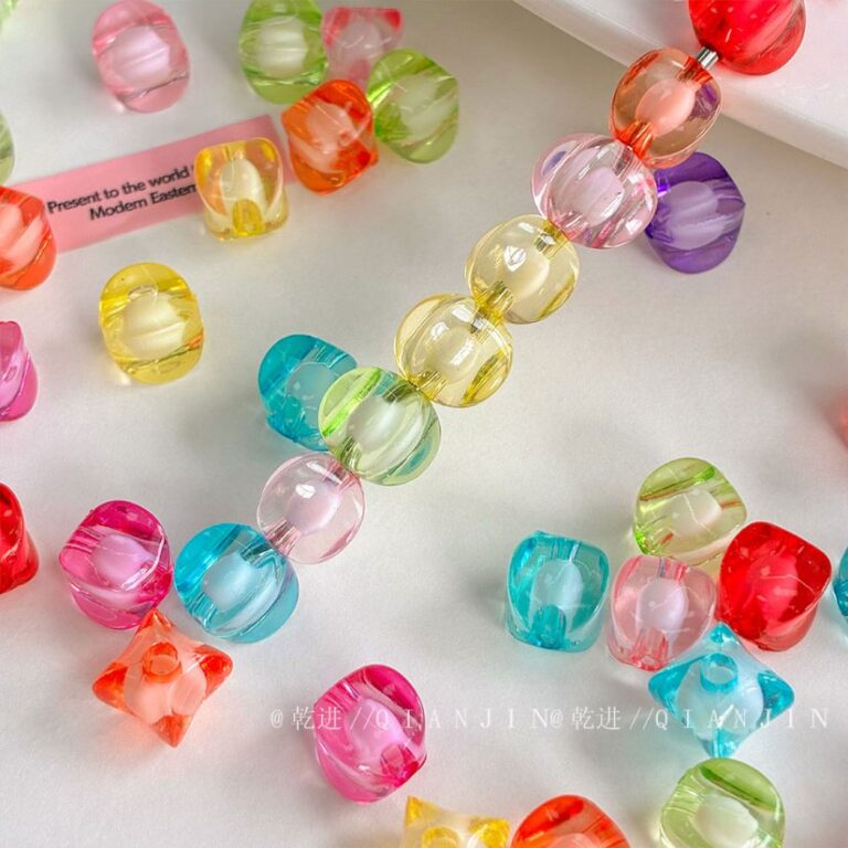 Transparent Acrylic Beads Bead in bead, four-cornered bead