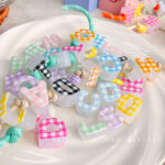 Printed bead Checkered printed alphabet beads