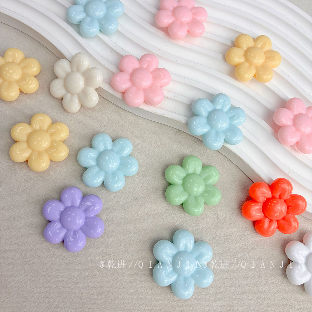 Solid Color Acrylic Beads six-petal flower-577