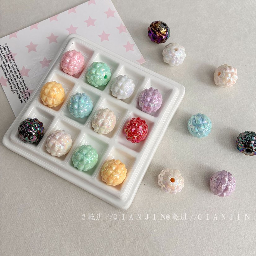 Solid Color Iridescent Plated Beads AB Pineapple Pearls