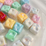 Solid Color Iridescent Plated Beads AB 14MM Cheese cubes