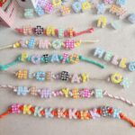 Printed bead Checkered printed alphabet beads