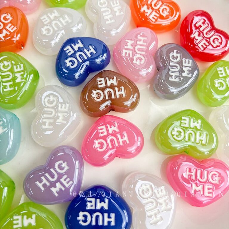 High-Quality UV Beads Jelly HUG ME heart beads