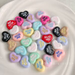 Solid Color Acrylic Beads Solid color dripping oil heart-695