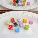 Printed bead Polka Dot Square Beads