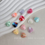 Solid Color Iridescent Plated Beads AB Diamond Heart