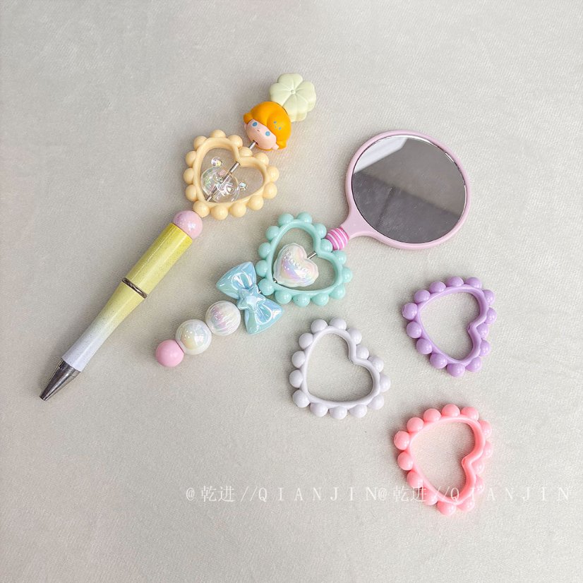Solid Color Acrylic Beads Big heart beads