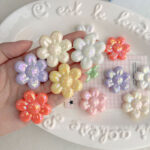 Solid Color Iridescent Plated Beads Six-petaled flower
