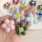 Printed bead Polka dot large flowers