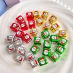 Printed bead Christmas-themed cube beads