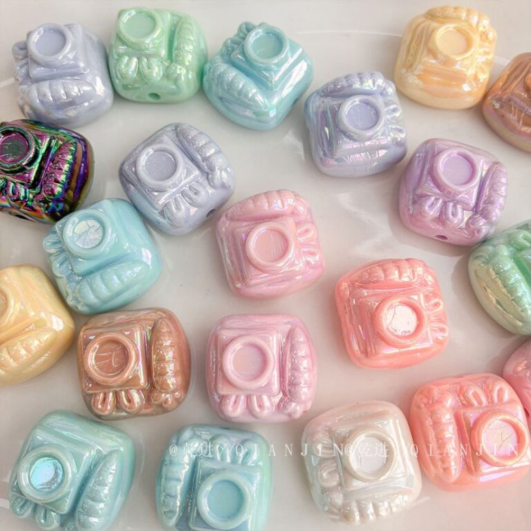 Solid Color Iridescent Plated Beads Camera-shaped beads